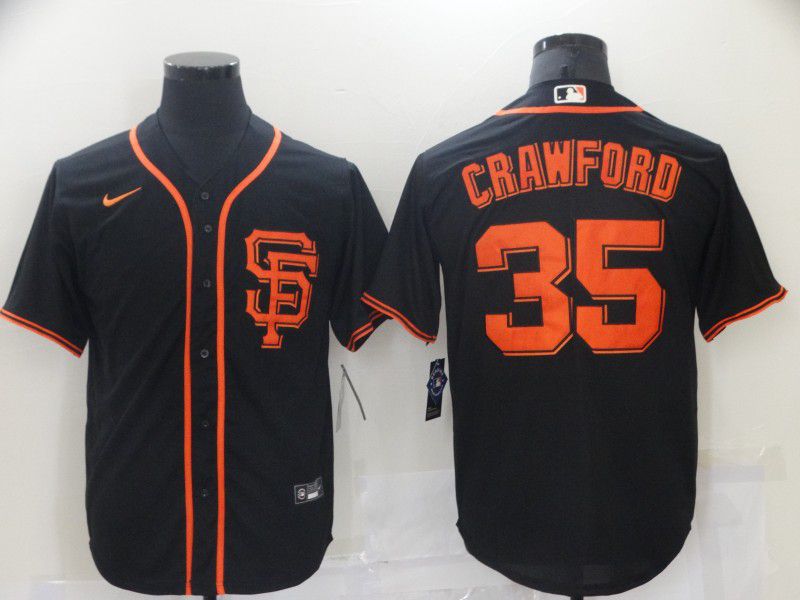 Men San Francisco Giants #35 Crawford Black Game 2021 Nike MLB Jersey